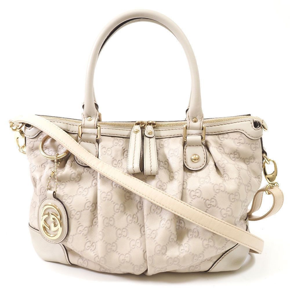 Suki Striped Leather Ivory Pink Beige Cloth Bag 2way Bag Shoulder Bag Handbag